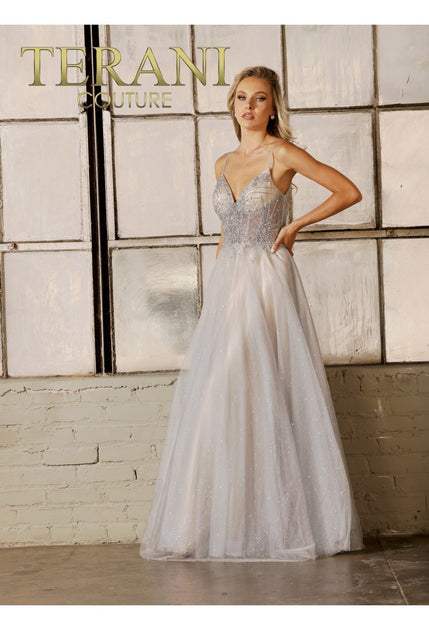 Denton Twins アイボリー フリルドレス TERANI COUTURE 2215P0003 – Gemini Bridal