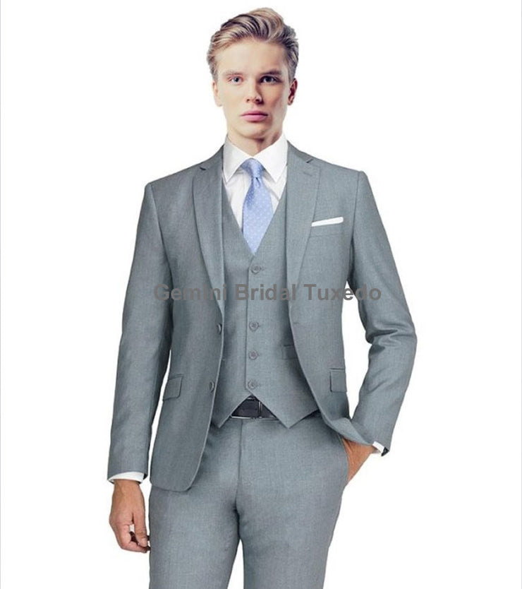 Modern Light Gray Suit Blazer/Pant-Gemini Bridal Prom Tuxedo Centre