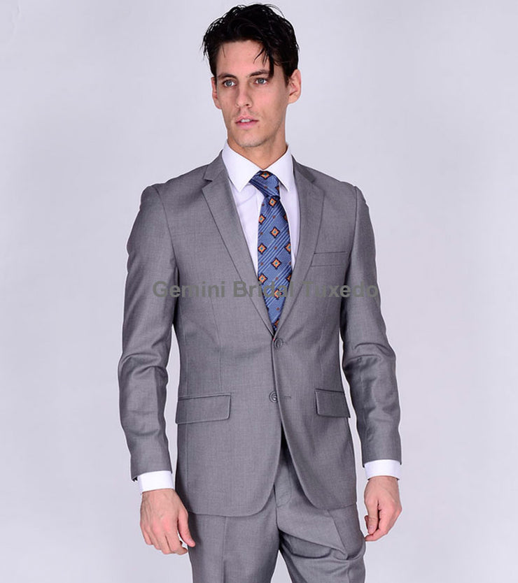 Slim Light Gray Suit Blazer/Pant-Gemini Bridal Prom Tuxedo Centre