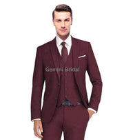 Modern Burgundy Suit Blazer/Pant-Gemini Bridal Prom Tuxedo Centre