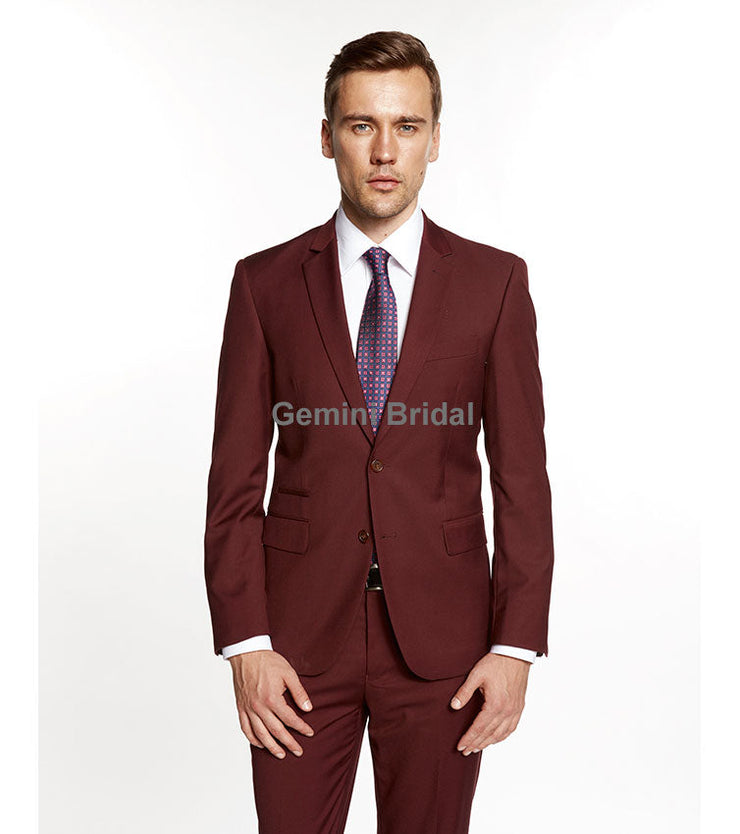 Slim Burgundy Formal Suit Blazer/Pant-Gemini Bridal Prom Tuxedo Centre