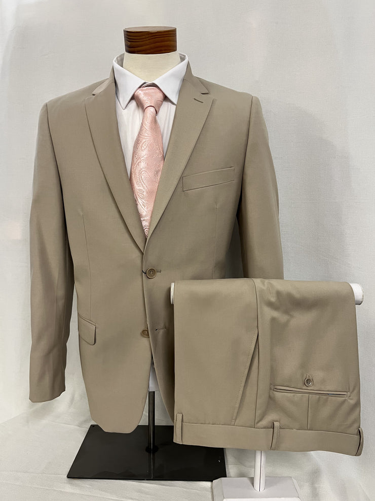 Slim Fit Beige Suit Jacket with Free Pant-Gemini Bridal Prom Tuxedo Centre