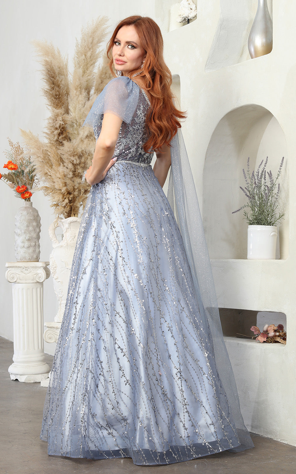 Wedding Dress Silver And White Formal Dresses Long Beaded Silver Formal Dress With Short Sleeves PromGirl Wedding Dress Silver And White Formal Dresses Long Beaded Silver Formal Dress With Short Sleeves PromGirl