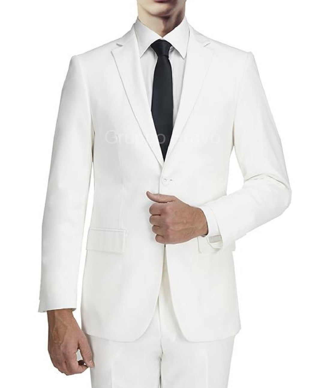 White Notch Lapel Suit 102359 – Gemini Bridal White Notch Lapel Suit 102359 – Gemini Bridal