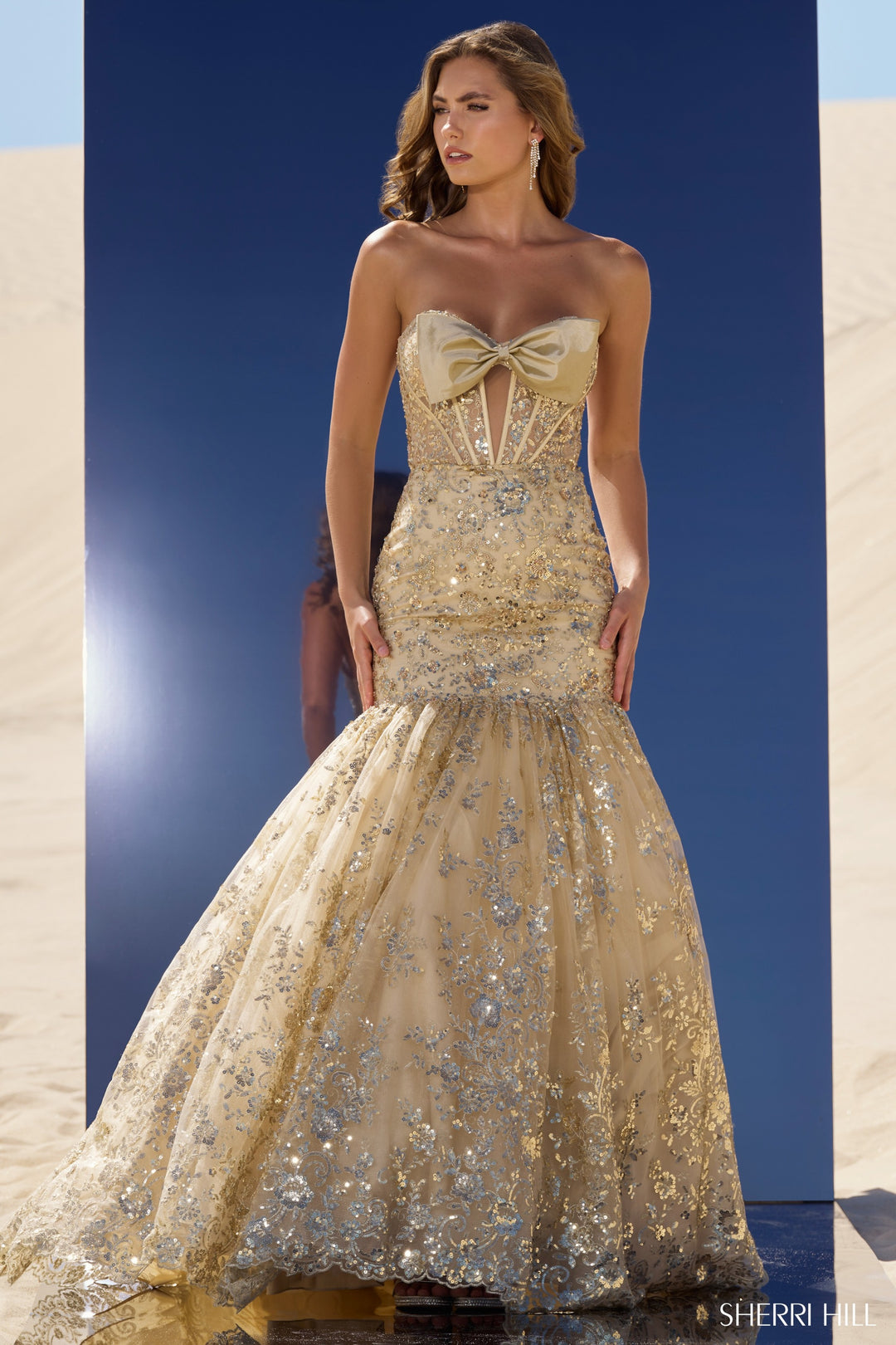 Sherri Hill Ivory And Gold Dress Sherri Hill Prom Dress 56775A 000