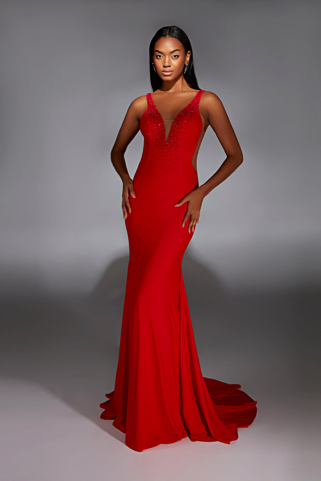 aerie red dress Aerie Couture 335 - Long Stretch Satin/Lace Sheath Dress