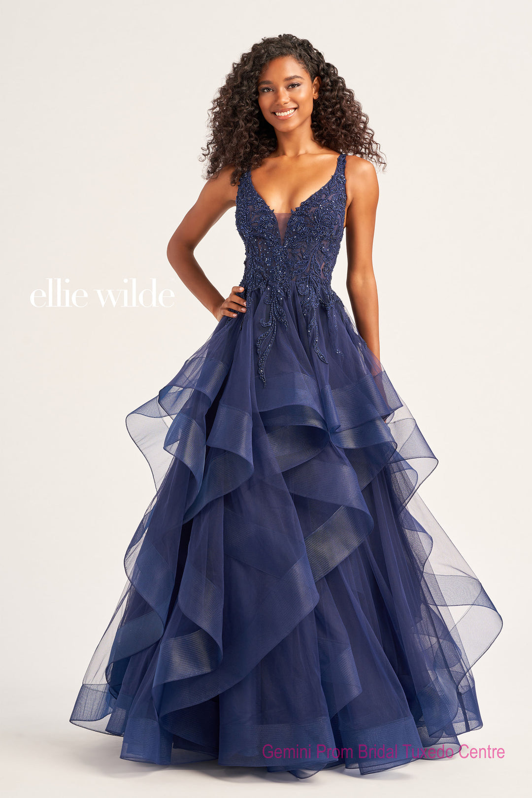 ELLIE ヘムラインドレス NAVY Ellie Wilde Prom Dress EW35119 – Gemini Bridal