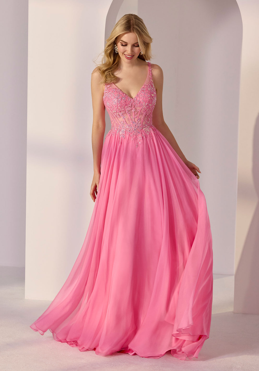 open lace back dress Ellie Wilde EW122028 Jersey Prom Dress with Embroidery & Slit  Mydressline
