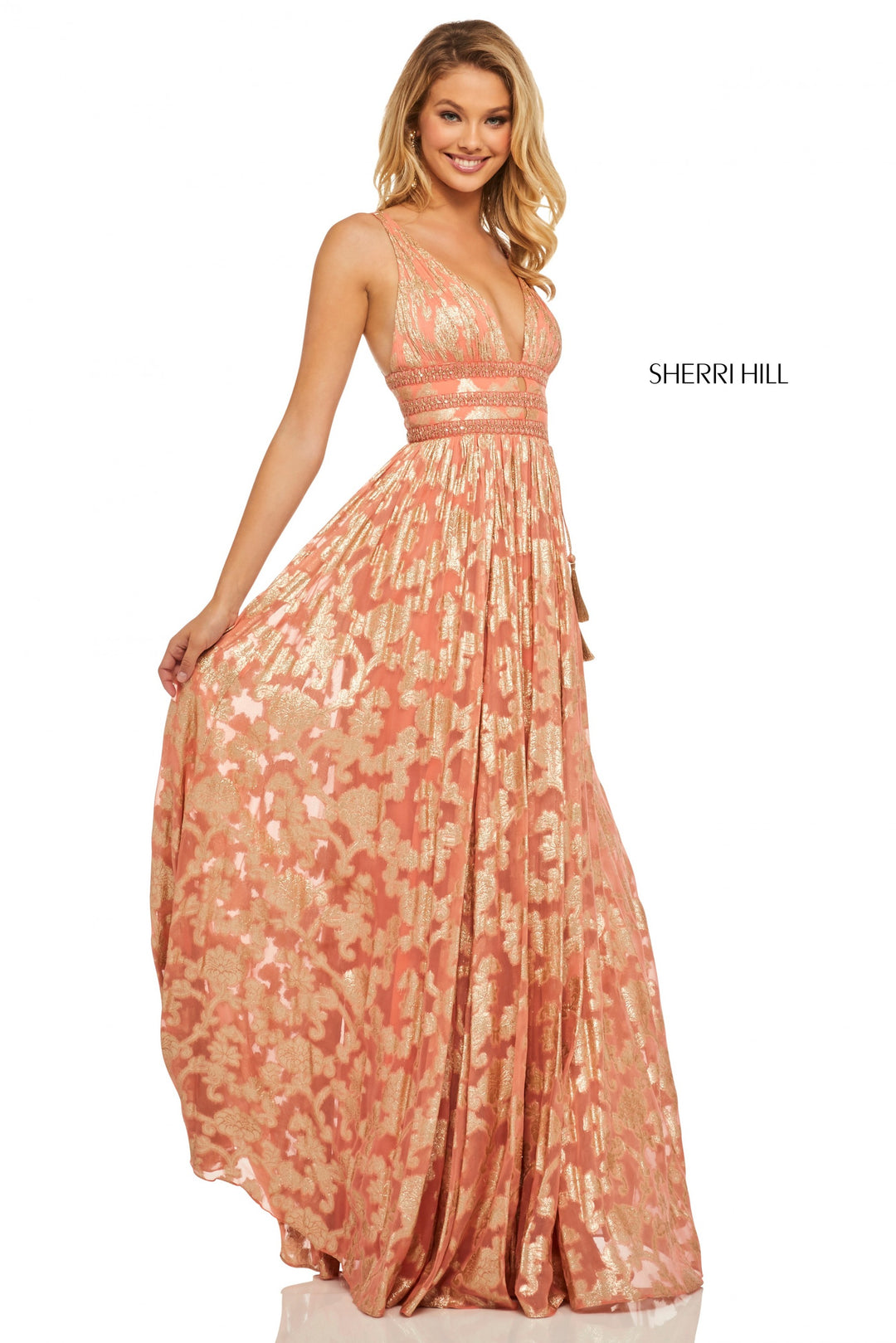 slim fit dress slacks Sherri Hill 55703 Prom Dress - Black/Gold main image 0