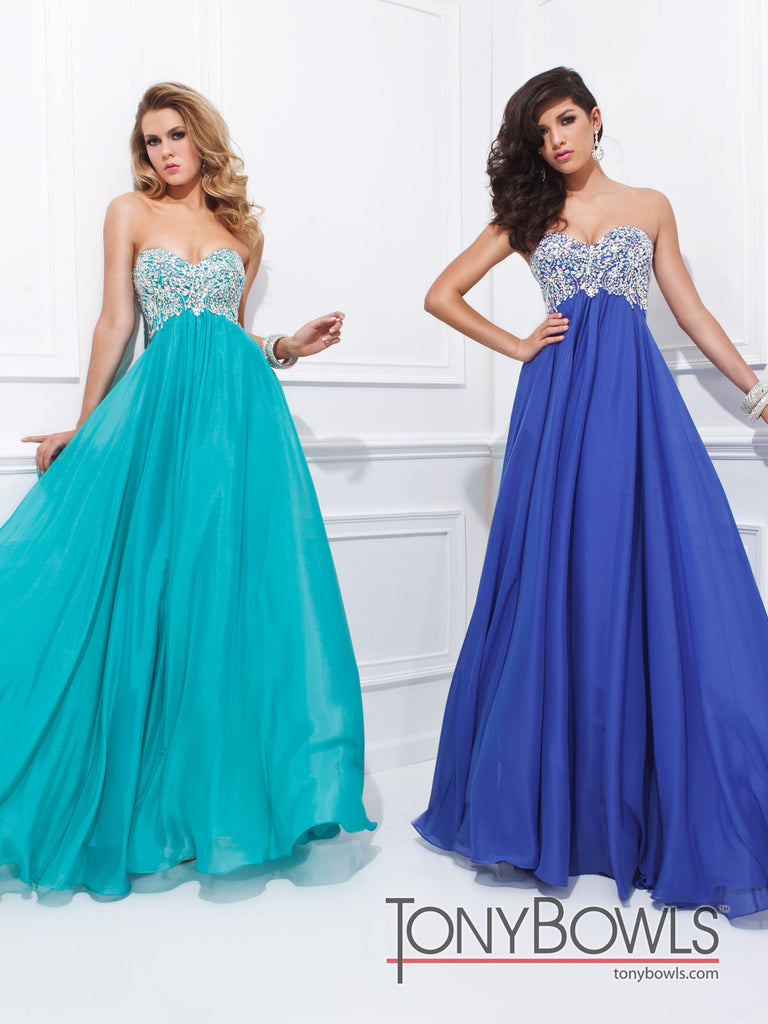 French Novelty: Tony Bowls TB11619 Evening Gown with Rosettes