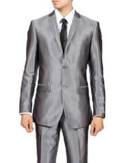 Slim Silver Grey, White Color Suit Blazer/Pant-2pc-Gemini Bridal Prom Tuxedo Centre