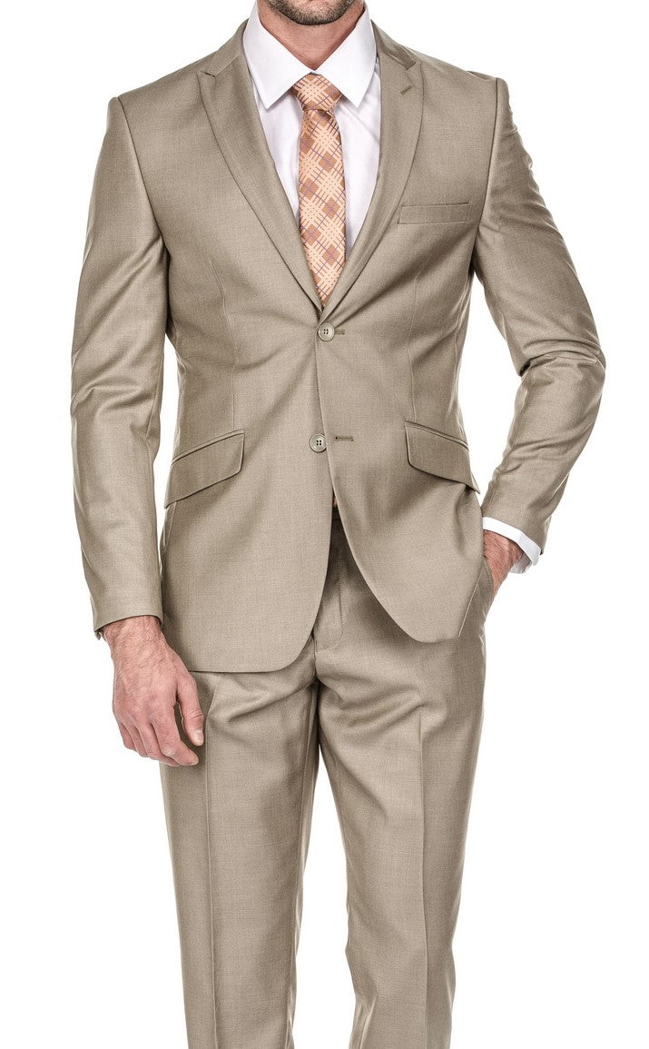 Slim Suits - 2PC Set Tan-Gemini Bridal Prom Tuxedo Centre