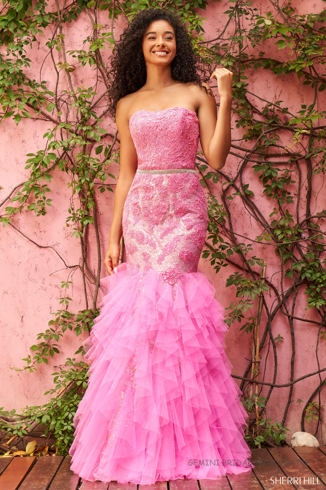 sherri hill 54255 beaded plunging v neck evening dress Sherri Hill Sequin Open Back Prom Dress 54912 Jade / 2 main image 0
